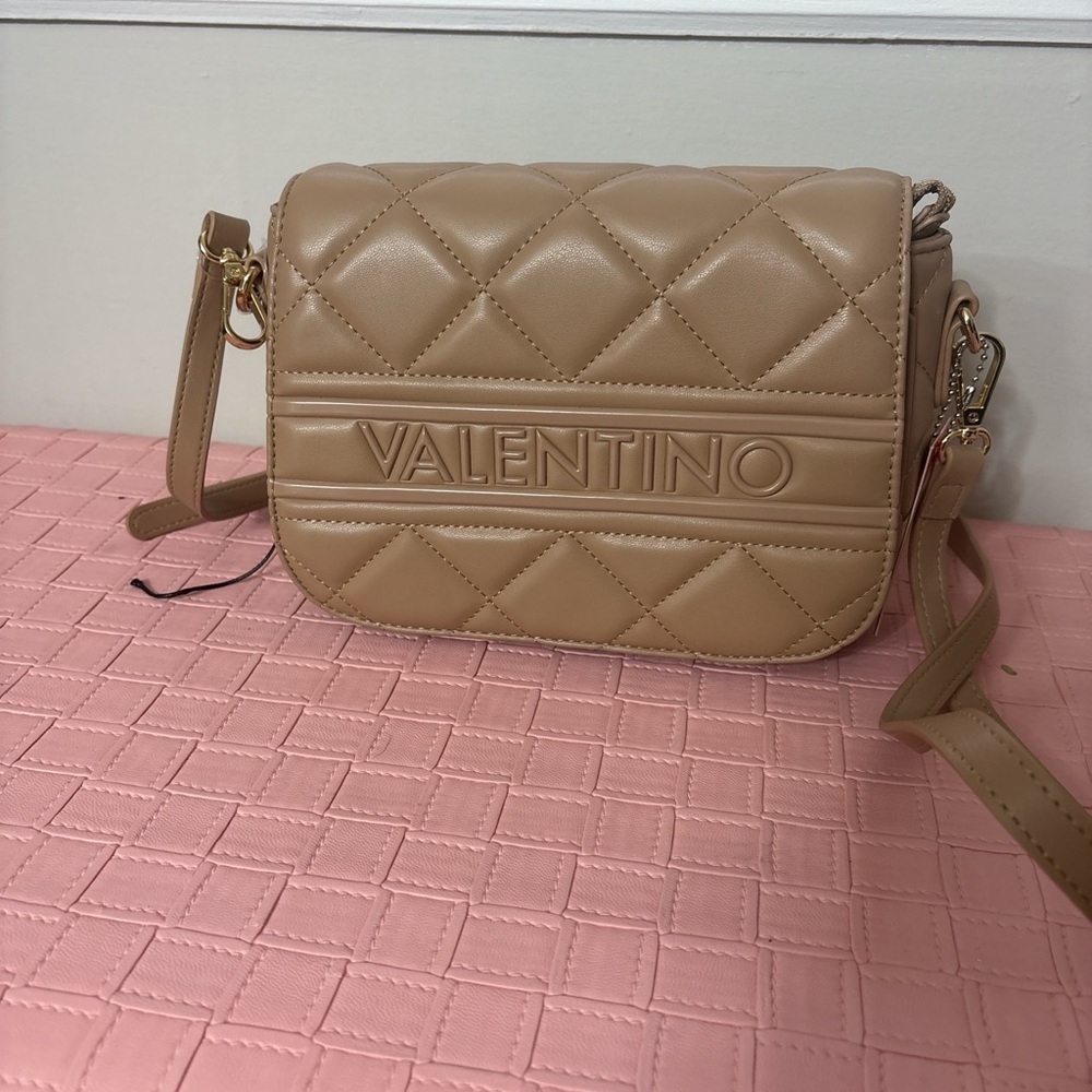 Valentino Beige Quilted Crossbody Bag